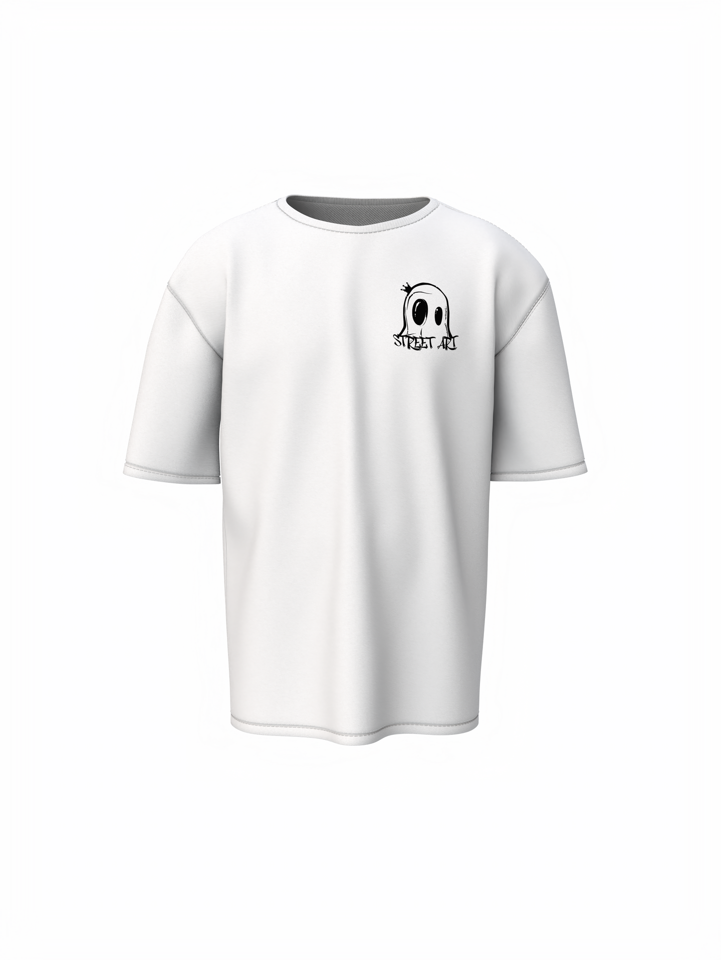 Street Art Music White Oversized T-Shirt Retro Music Tee Fit