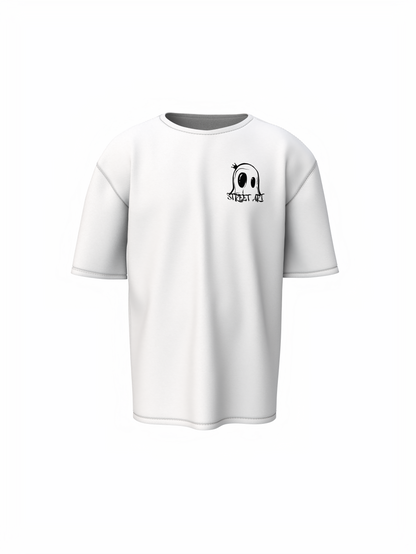 Street Art Music White Oversized T-Shirt Retro Music Tee Fit
