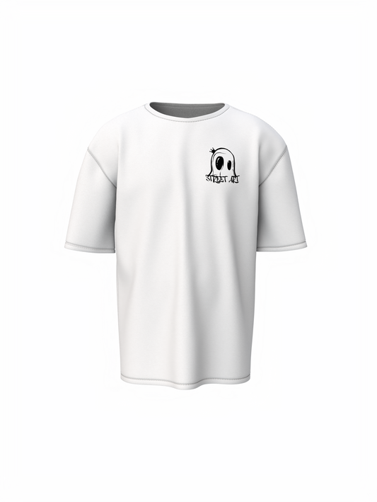Street Art Music White Oversized T-Shirt Retro Music Tee Fit