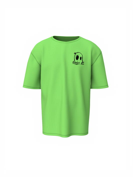 Street Art Music Saga Green Oversized T-Shirt Retro Music Tee