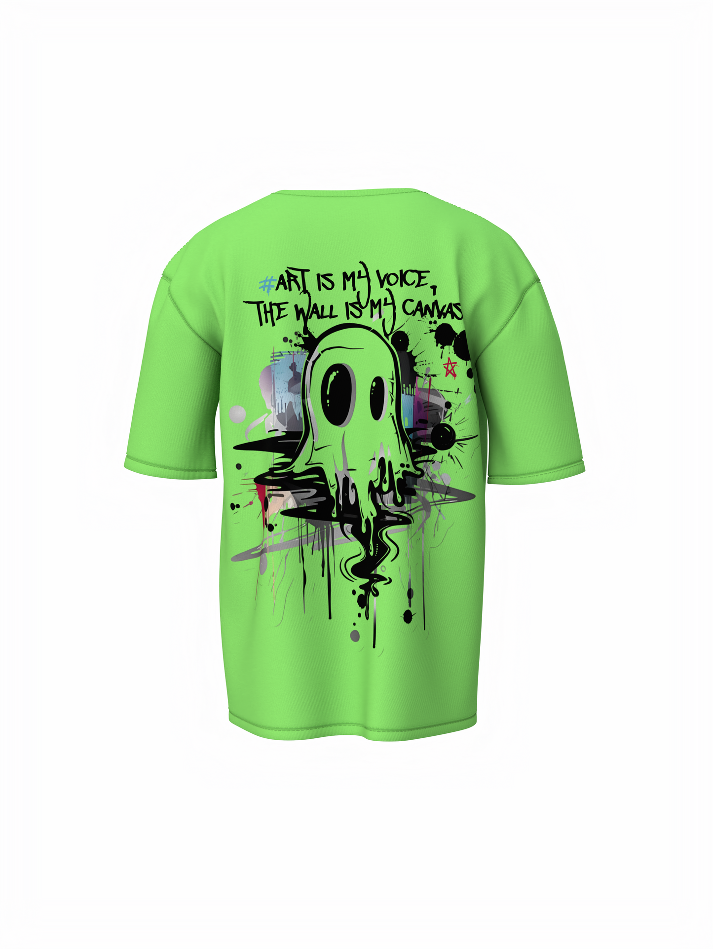 Street Art Music Saga Green Oversized T-Shirt Retro Music Tee