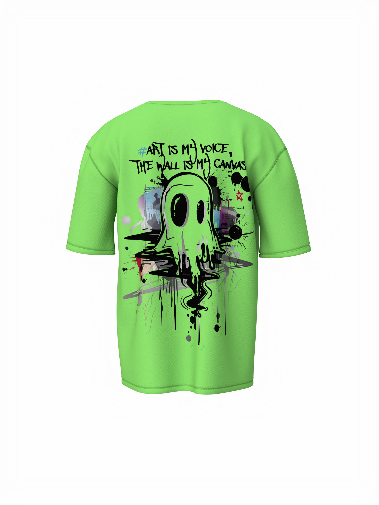 Street Art Music Saga Green Oversized T-Shirt Retro Music Tee