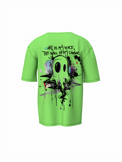 Street Art Music Saga Green Oversized T-Shirt Retro Music Tee