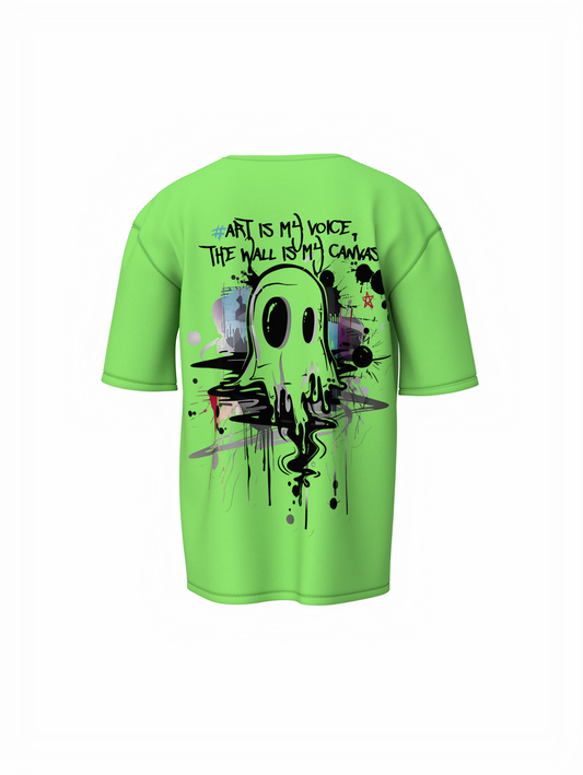 Street Art Music Saga Green Oversized T-Shirt Retro Music Tee