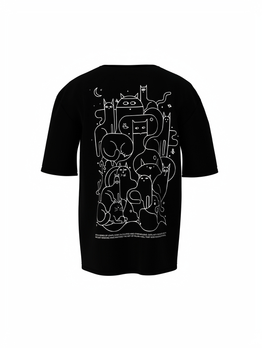 Animals Line Art Oversized T-Shirt