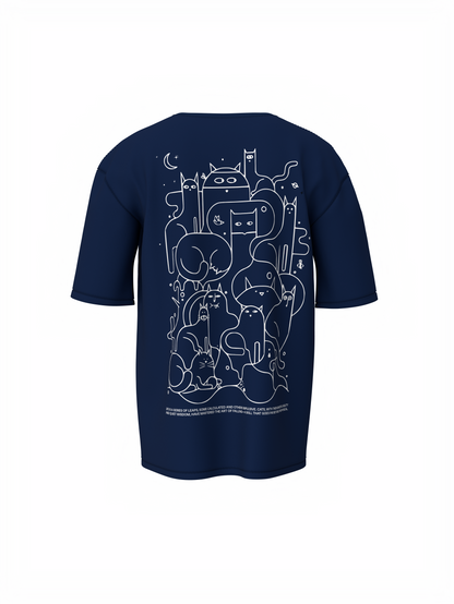 Animals Line Art Oversized T-Shirt