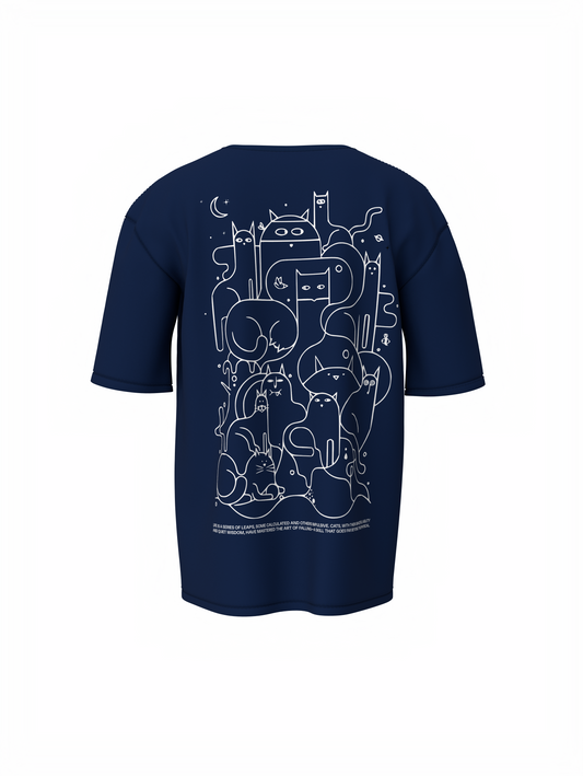 Animals Line Art Oversized T-Shirt