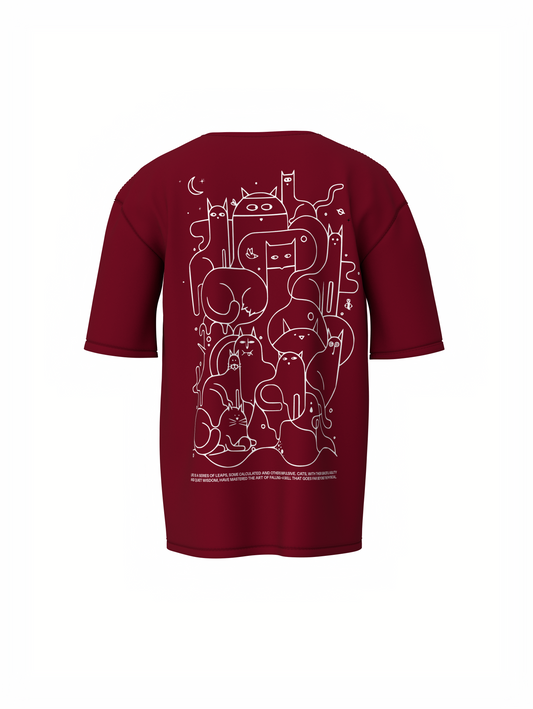 Animals Line Art Oversized T-Shirt