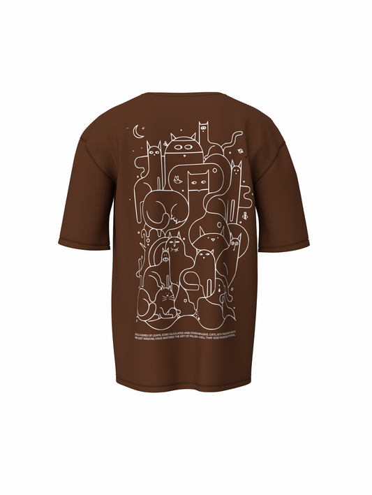 Animals Line Art Oversized T-Shirt