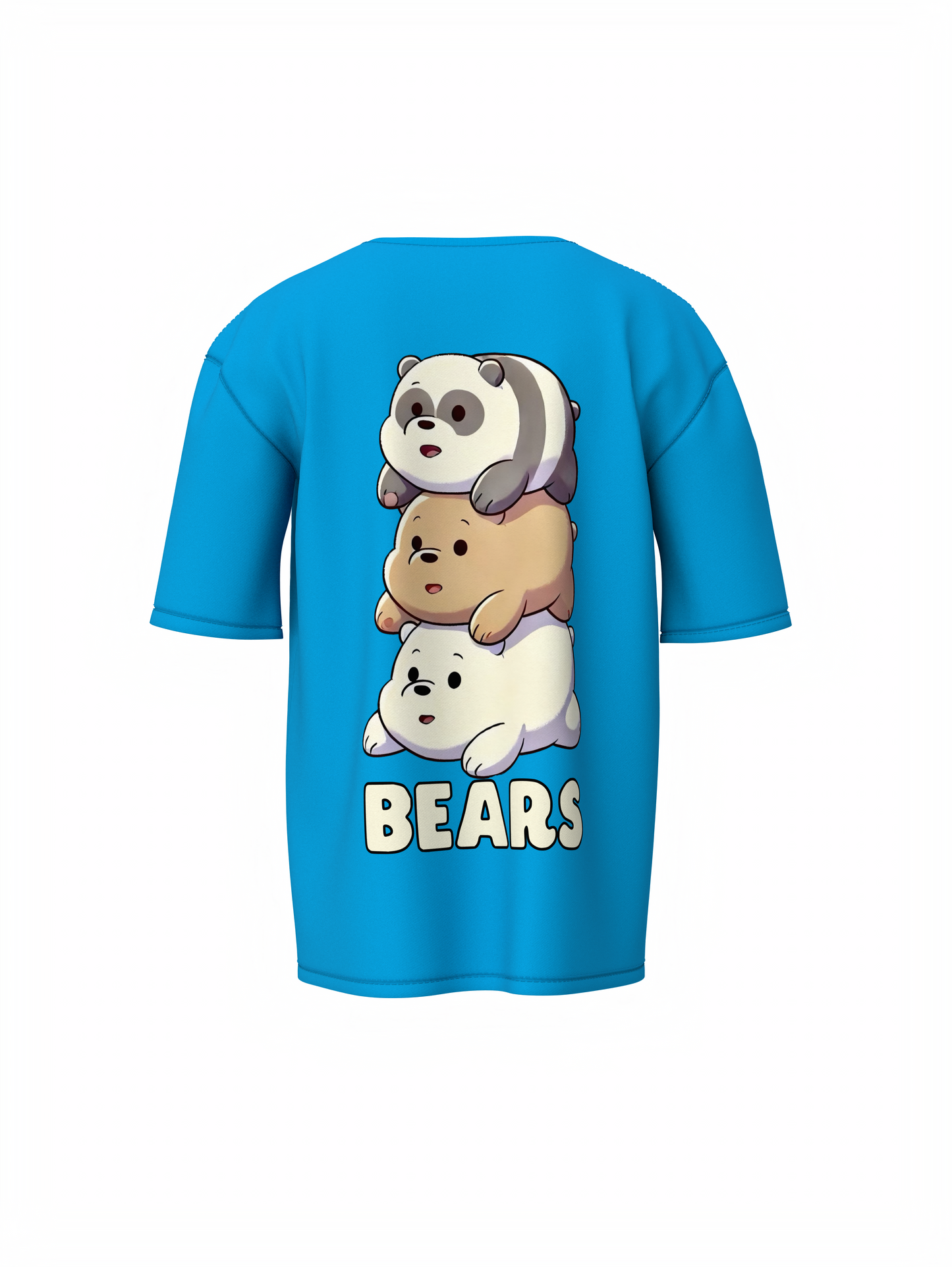 Three Bears Oversized T-Shirt Cute Cartoon Graphic Tee Fits