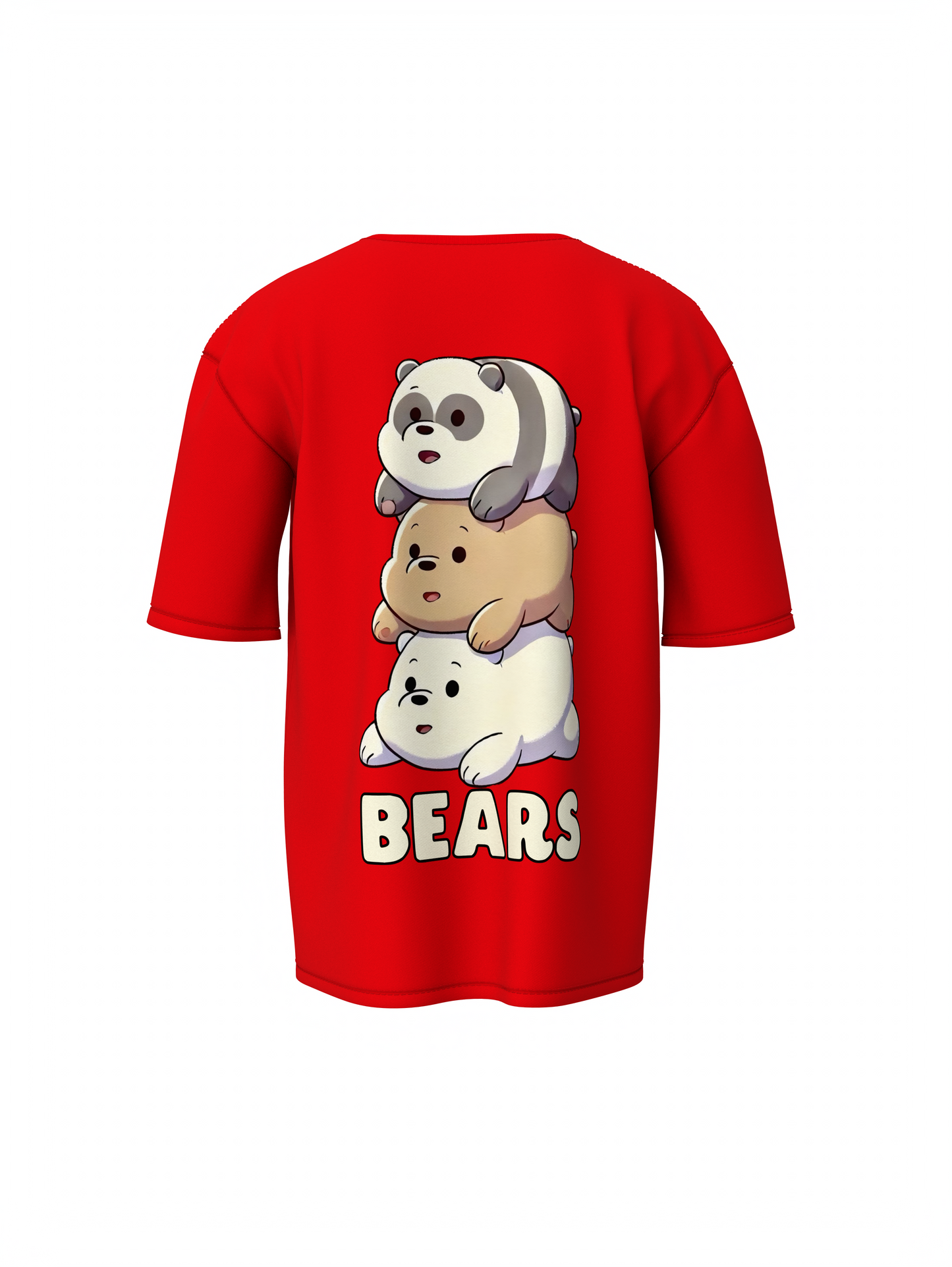 Three Bears Oversized T-Shirt Cute Cartoon Graphic Tee Fits
