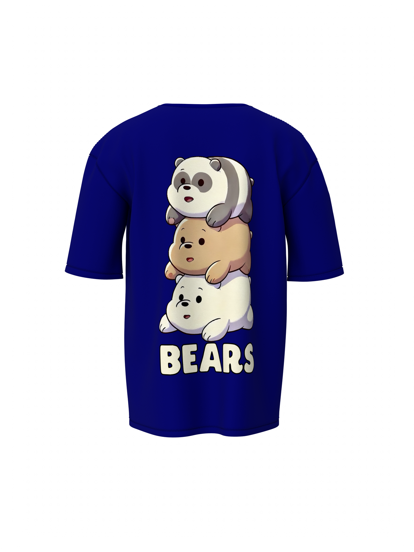Three Bears Oversized T-Shirt Cute Cartoon Graphic Tee Fits