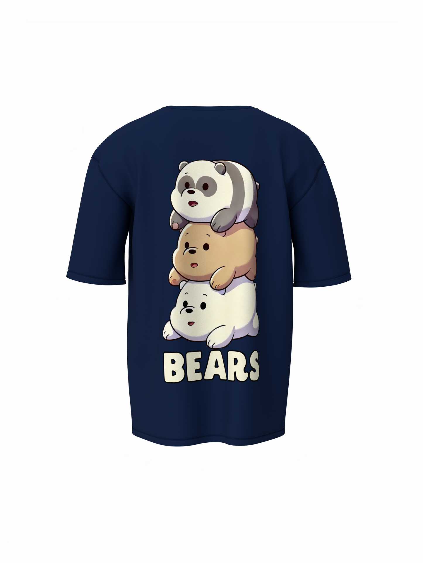 Three Bears Oversized T-Shirt Cute Cartoon Graphic Tee Fits