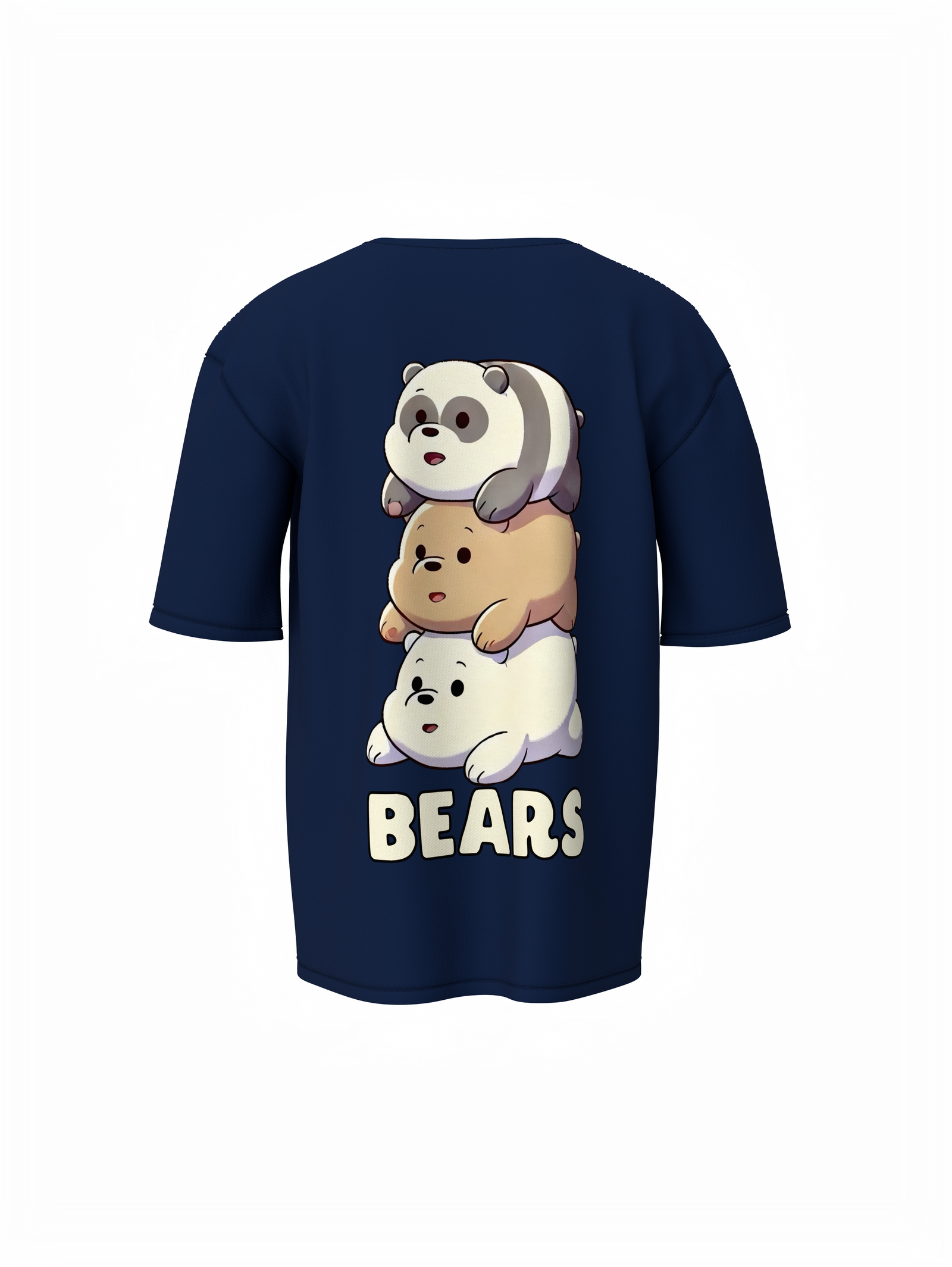 Three Bears Oversized T-Shirt Cute Cartoon Graphic Tee Fits