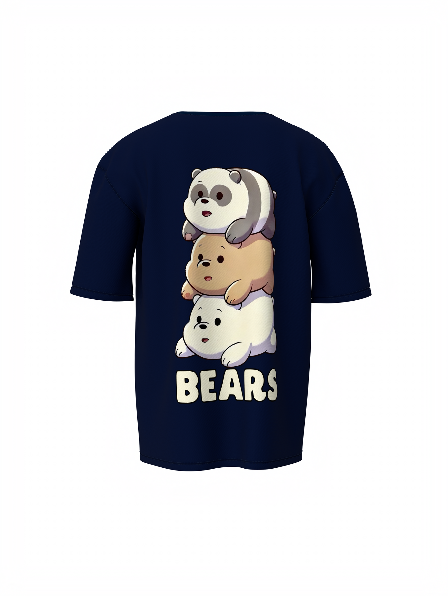 Three Bears Oversized T-Shirt Cute Cartoon Graphic Tee Fits