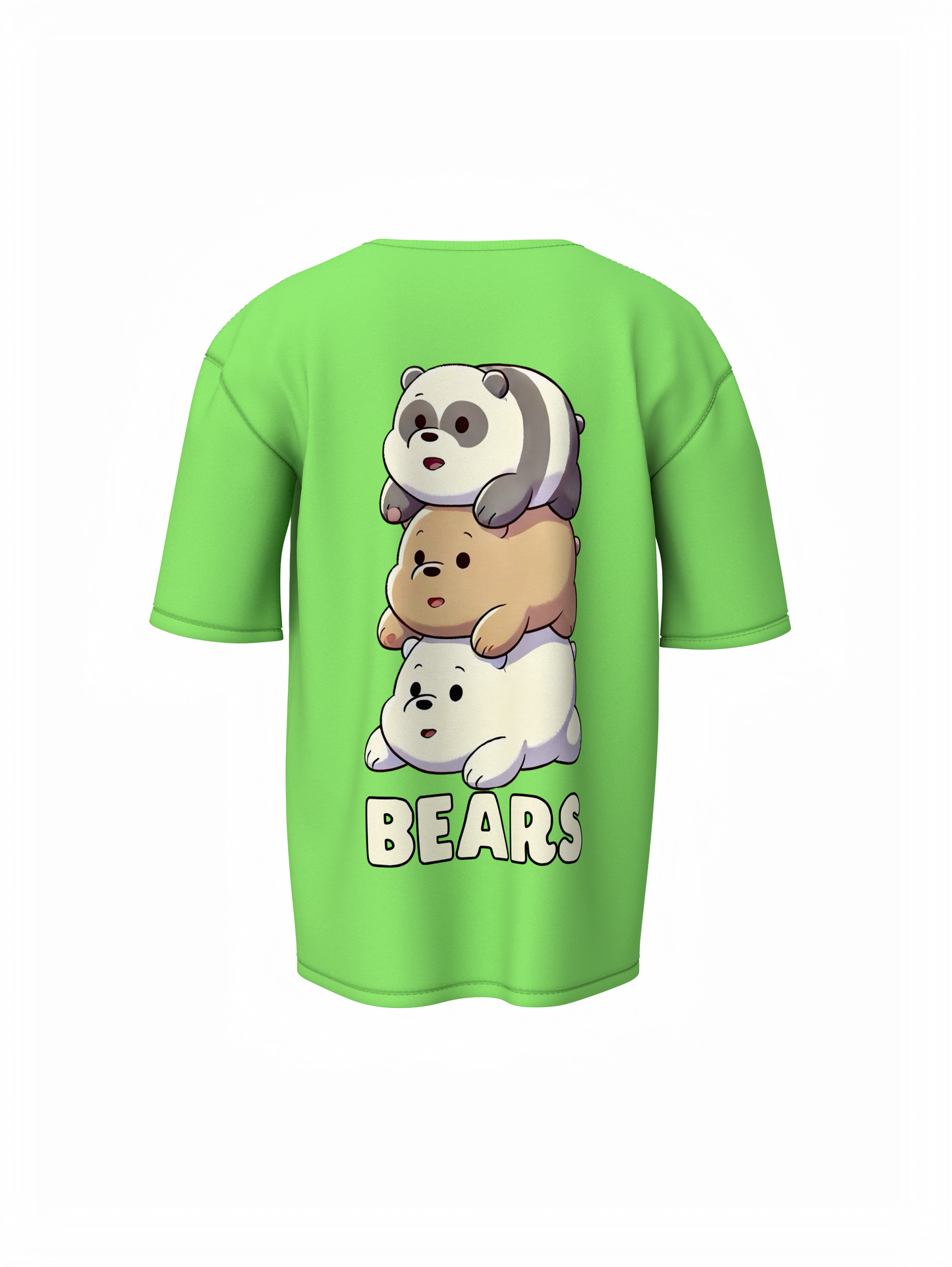 Three Bears Oversized T-Shirt Cute Cartoon Graphic Tee Fits