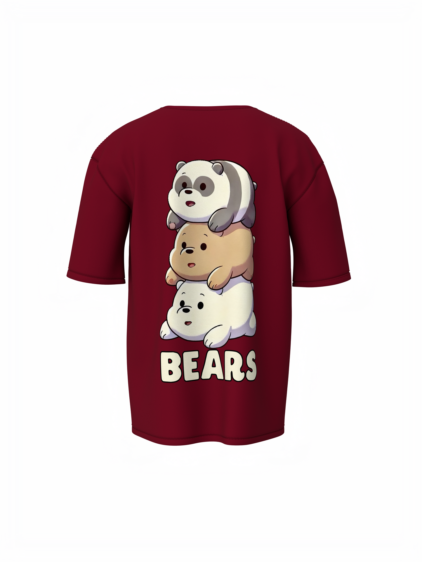 Three Bears Oversized T-Shirt Cute Cartoon Graphic Tee Fits