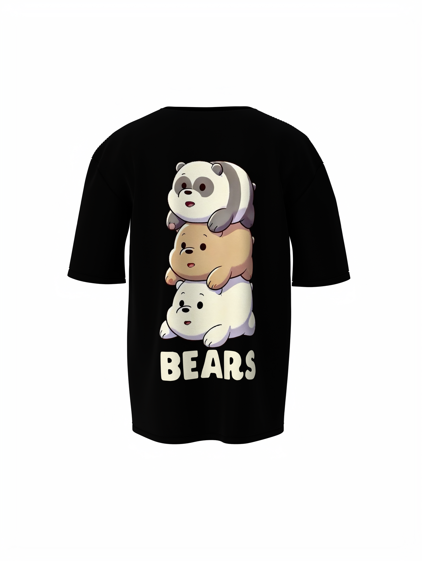 Three Bears Oversized T-Shirt Cute Cartoon Graphic Tee Fits