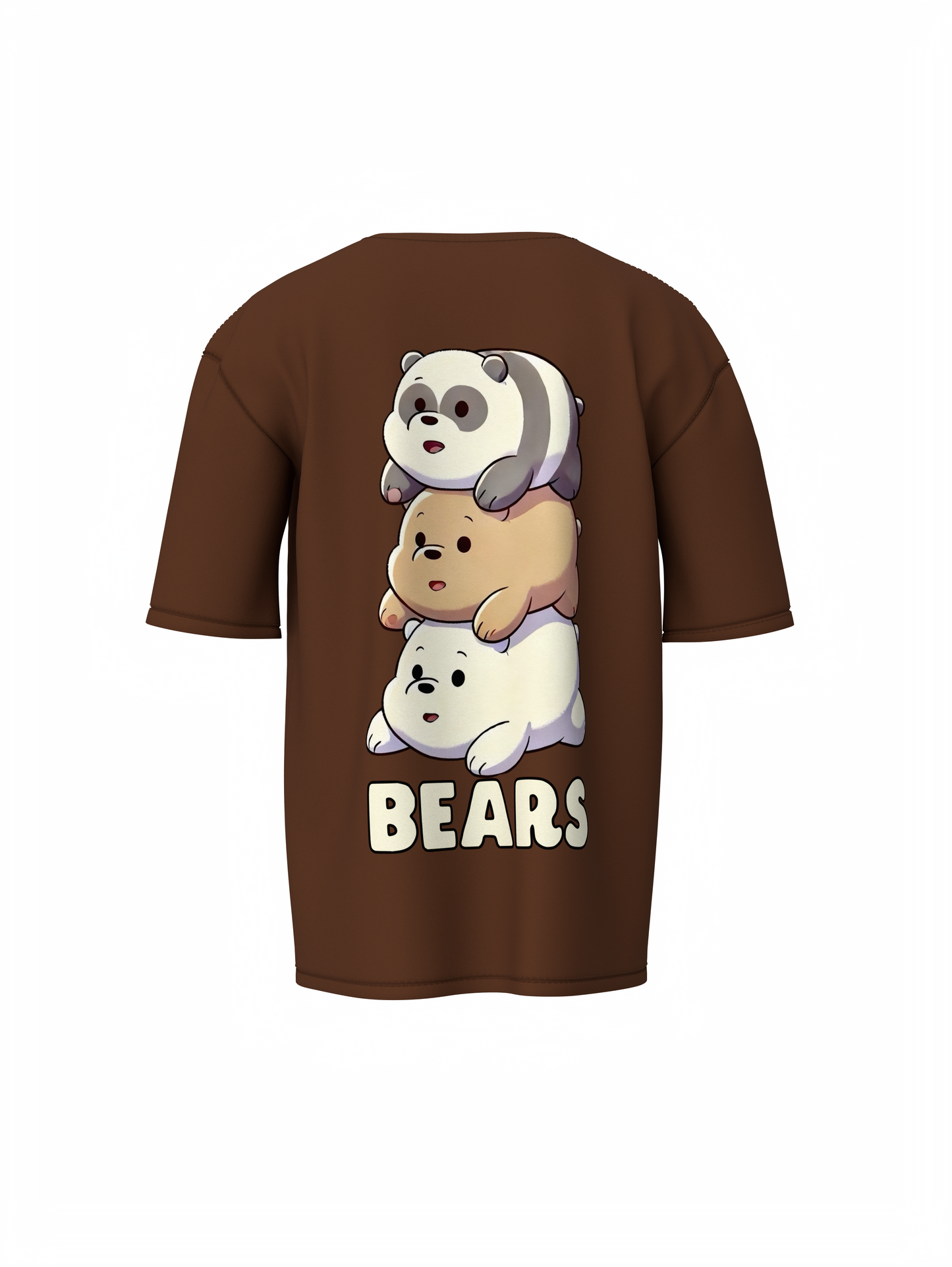 Three Bears Oversized T-Shirt Cute Cartoon Graphic Tee Fits