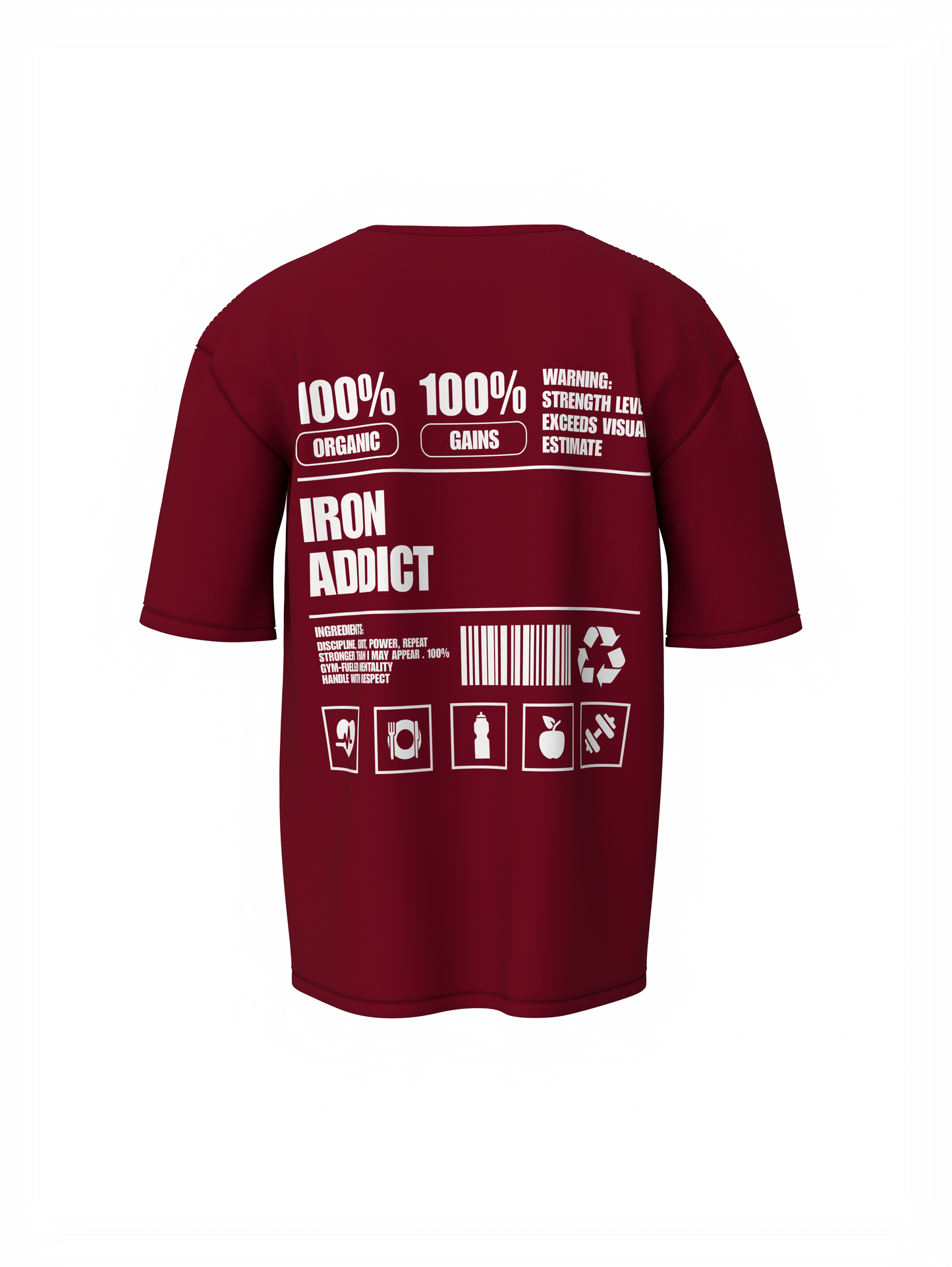Iron Addict Oversized Gym T-Shirt  Power for Strength Lifters