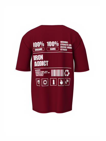 Iron Addict Oversized Gym T-Shirt  Power for Strength Lifters