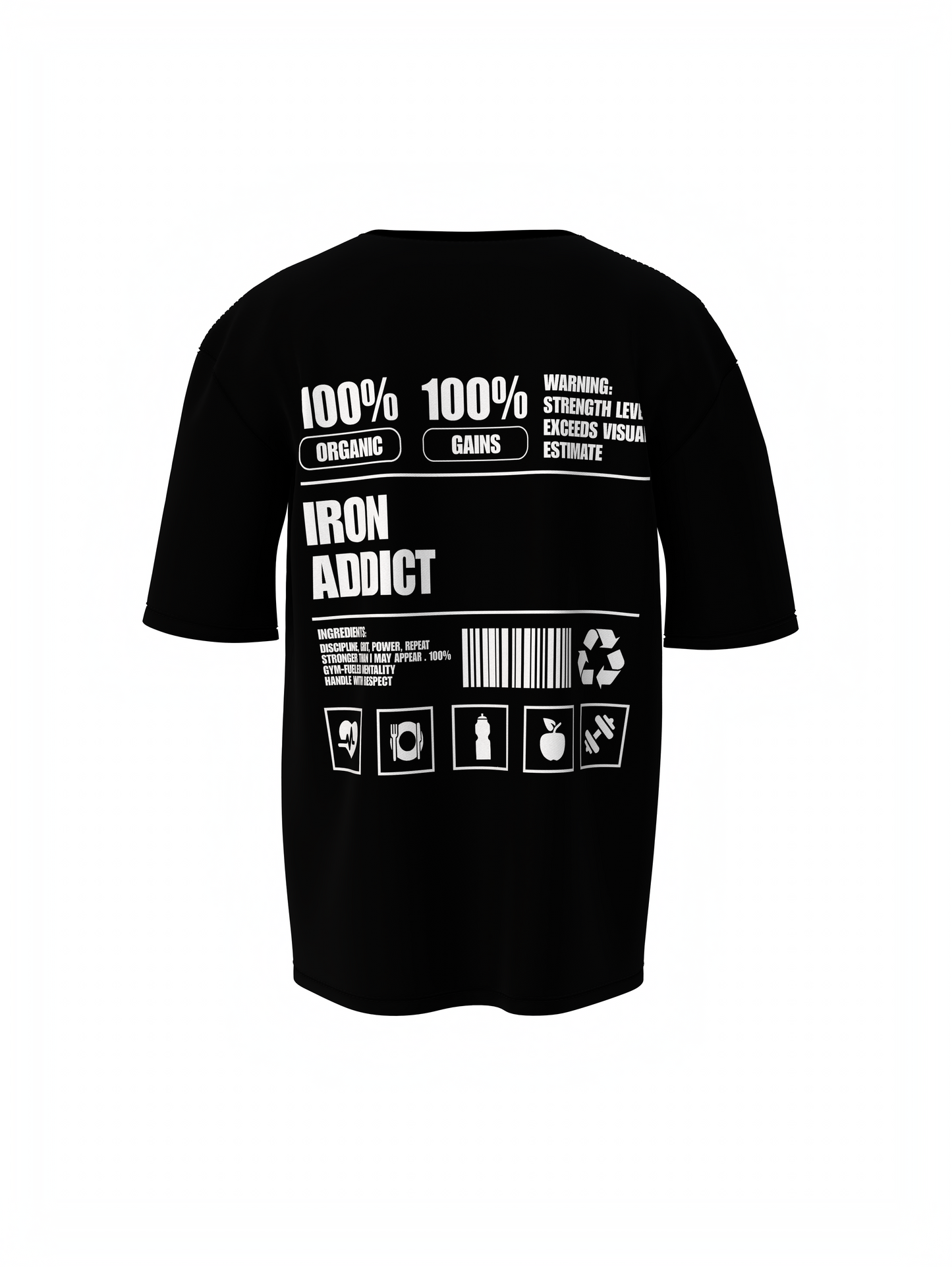 Iron Addict Oversized Gym T-Shirt  Power for Strength Lifters