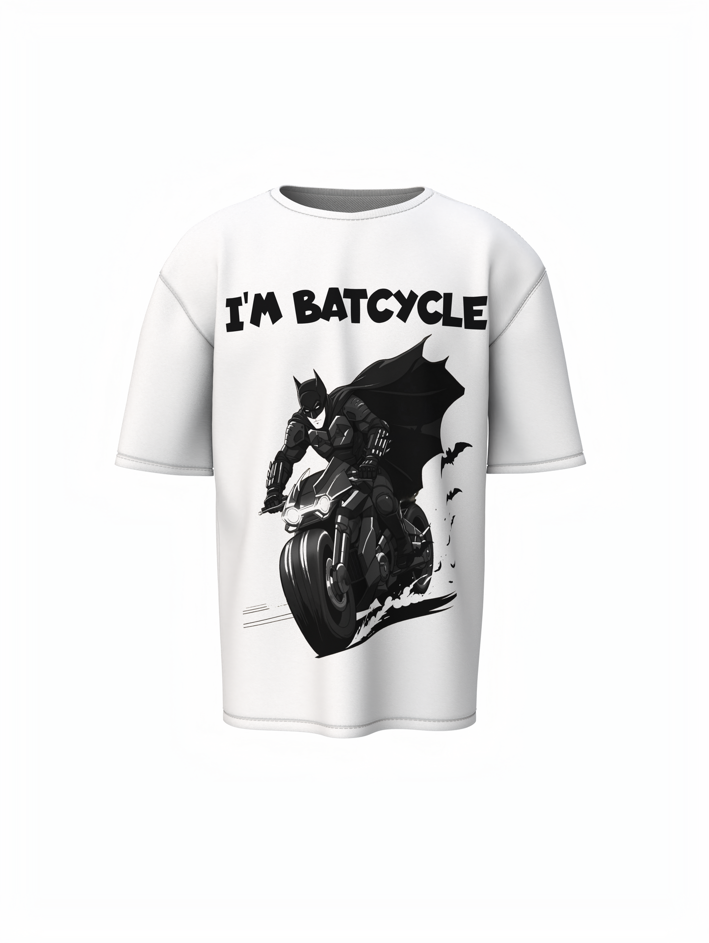 I'M Batcycle T-Shirt Oversized Fit with Bold Batcycle Design