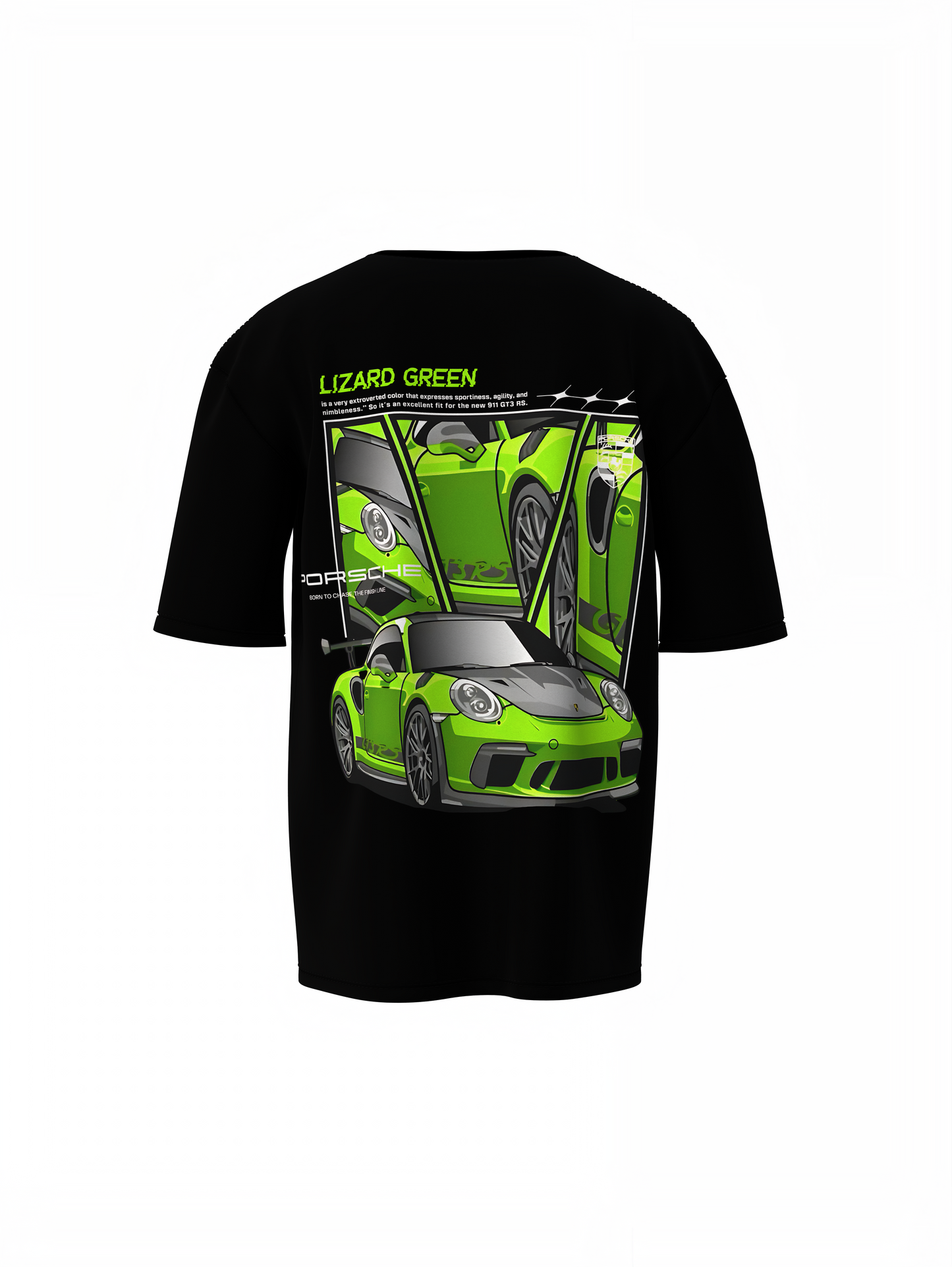 Porsche Lizard Green Oversized T-Shirt for Racing Streetwear