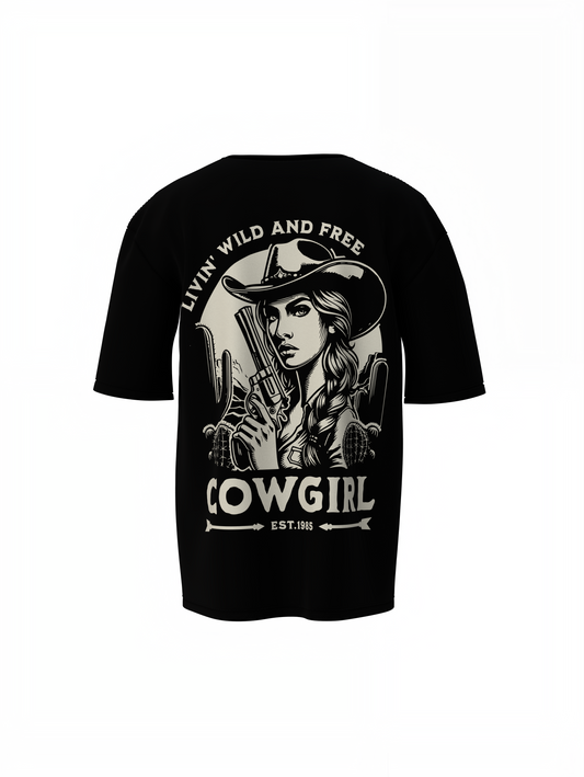 Cowgirl Oversized T-Shirt Western Style Graphic Design