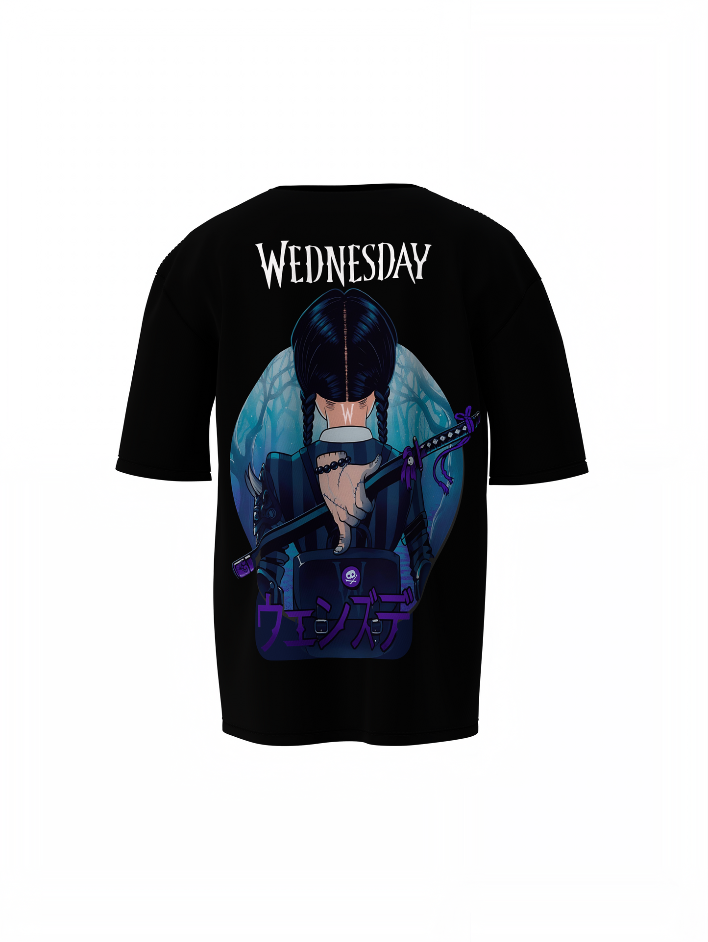 Wednesday Addams Graphic Oversized T-Shirt Black Streetwear