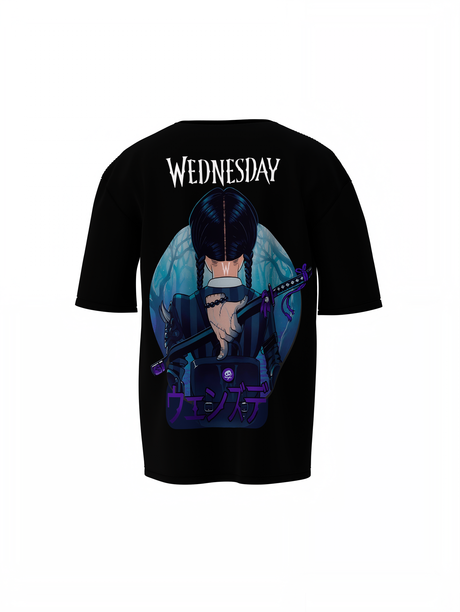 Wednesday Addams Graphic Oversized T-Shirt Black Streetwear