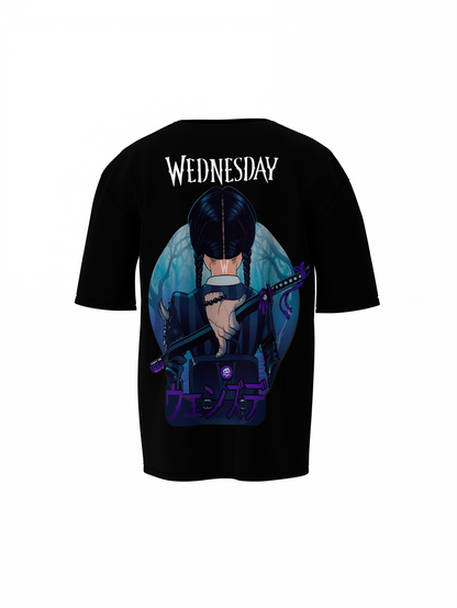 Wednesday Addams Graphic Oversized T-Shirt Black Streetwear