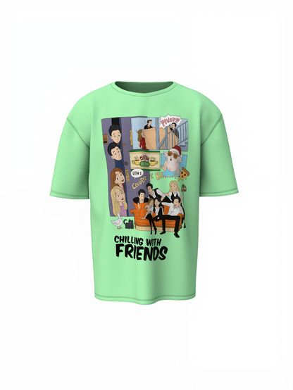 Chilling With Friends Oversized T Shirt Stylish Wear
