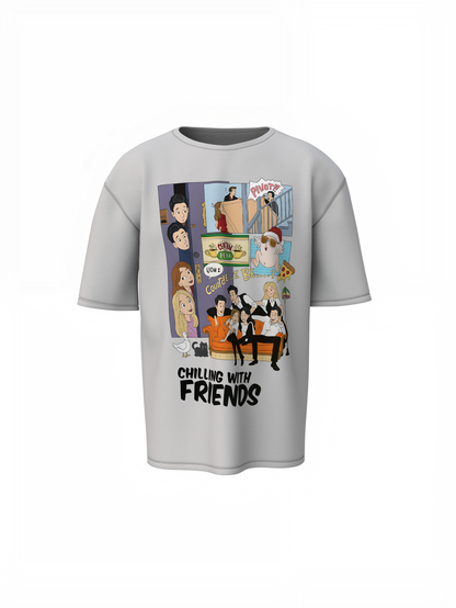 Chilling With Friends Oversized T Shirt Stylish Wear