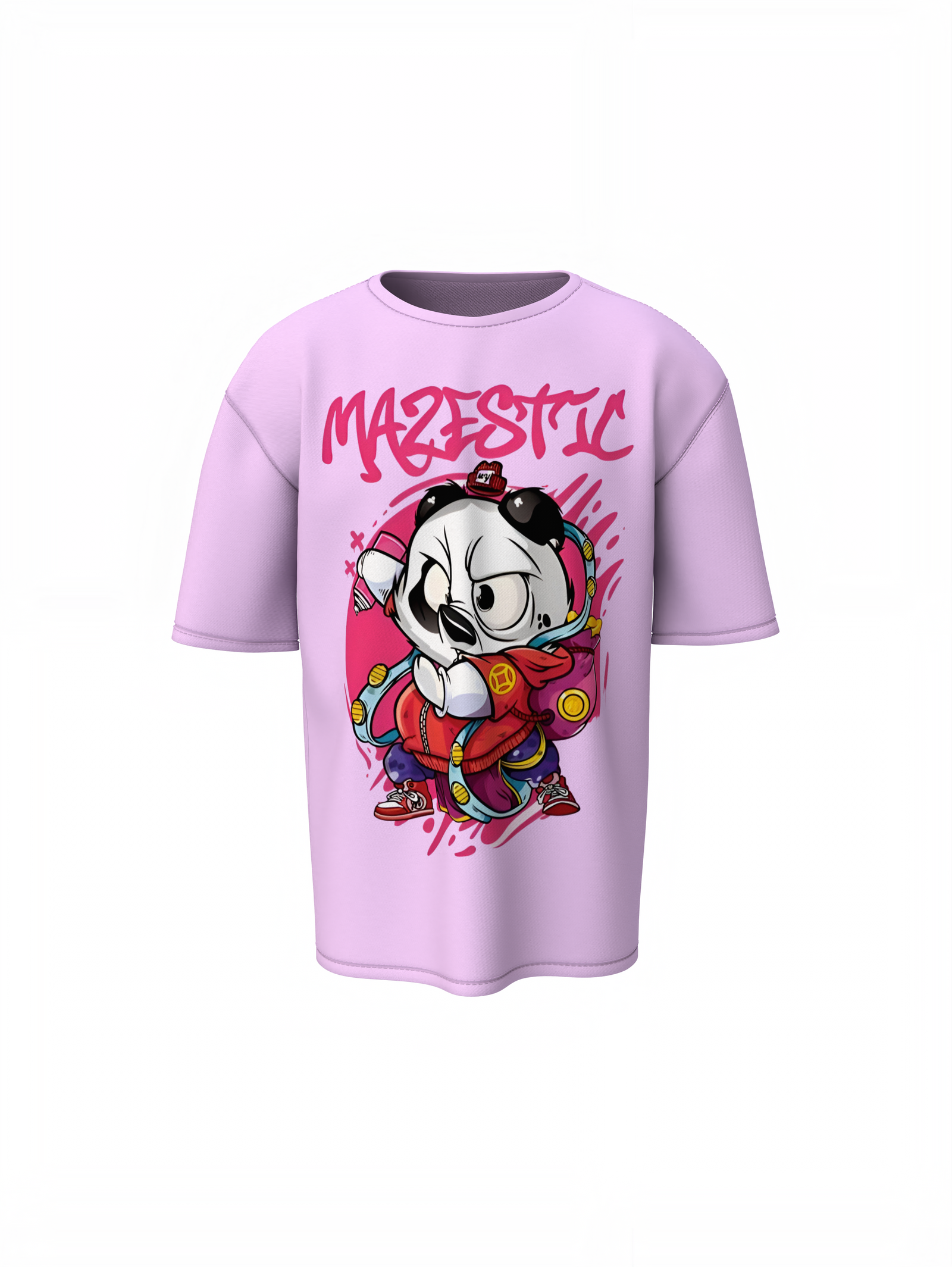Mazestick Panda Oversized T-Shirt – Trendy Graphic Streetwear