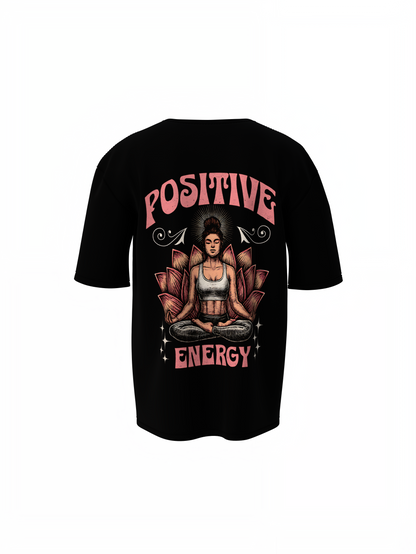 Positive Vibe Black Oversized T-Shirt for Casual Streetwear