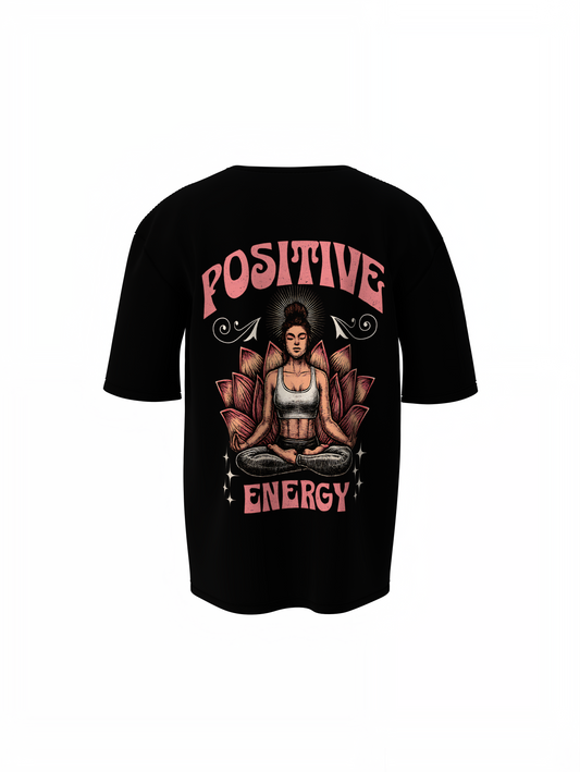 Positive Vibe Black Oversized T-Shirt for Casual Streetwear