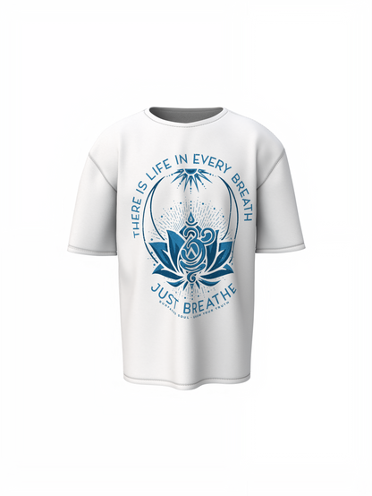 Yoga Just Breath Oversized T-Shirt White for Mindful Style