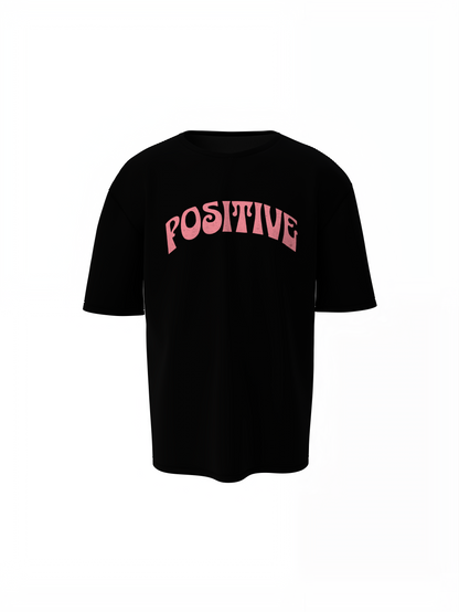 Positive Vibe Black Oversized T-Shirt for Casual Streetwear
