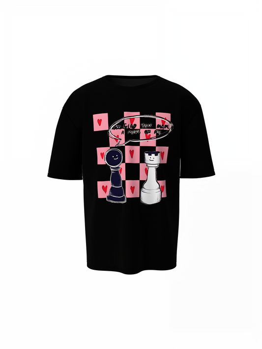 Chess Graphic Oversized T-Shirt Trendy Streetwear Style