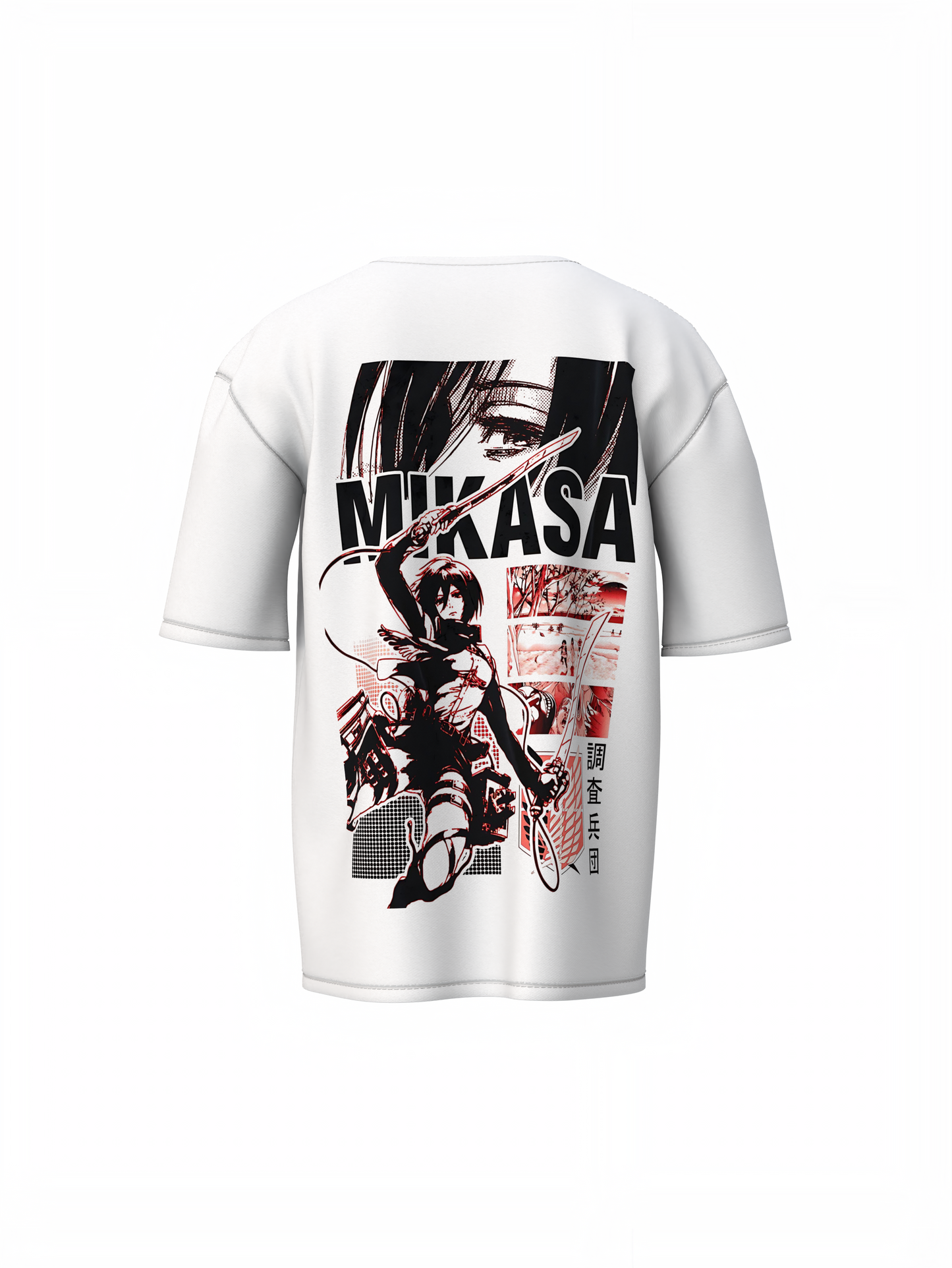 Mikasa Oversized T-Shirts Anime Streetwear Cotton Tee