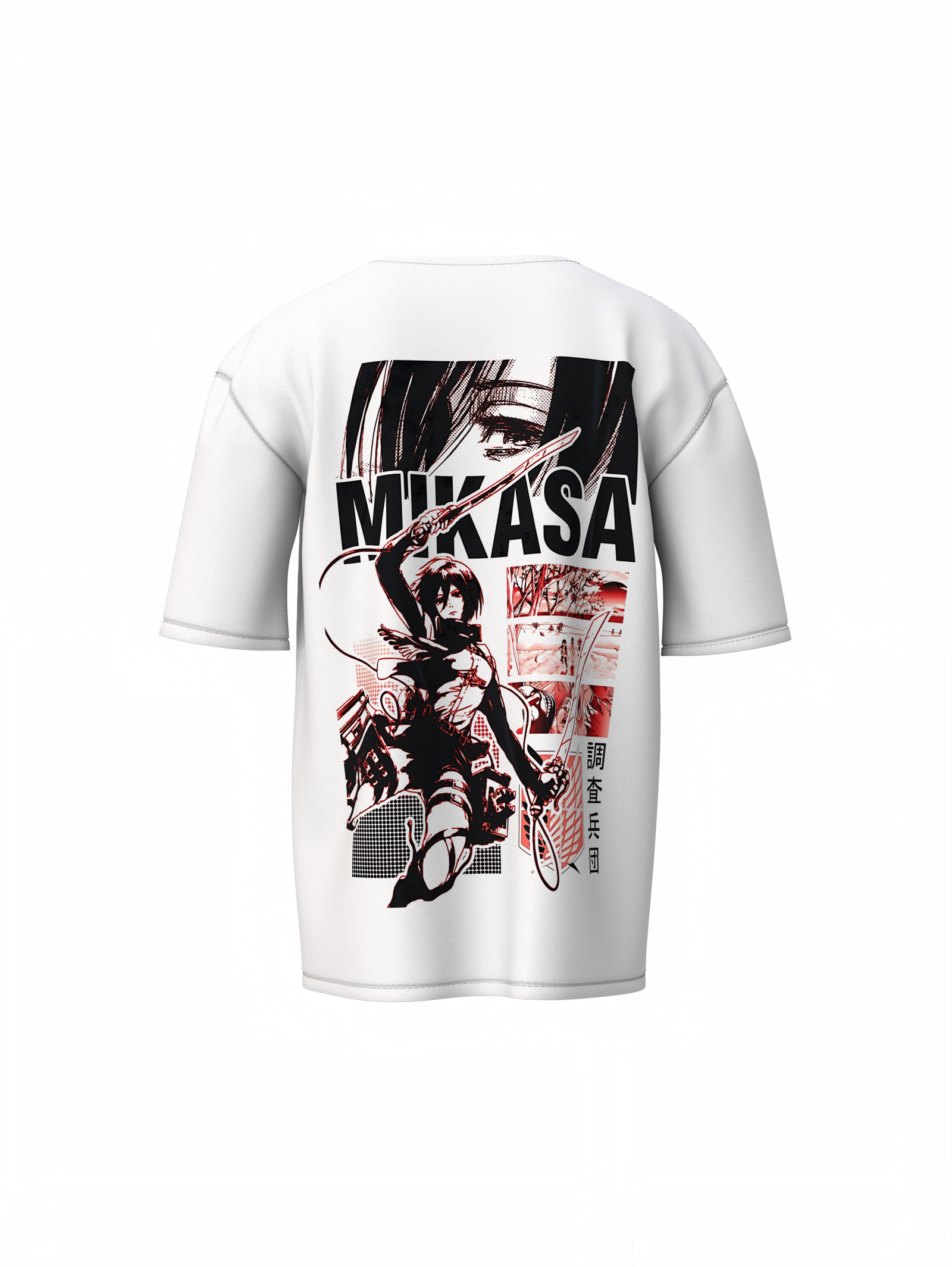 Mikasa Oversized T-Shirts Anime Streetwear Cotton Tee