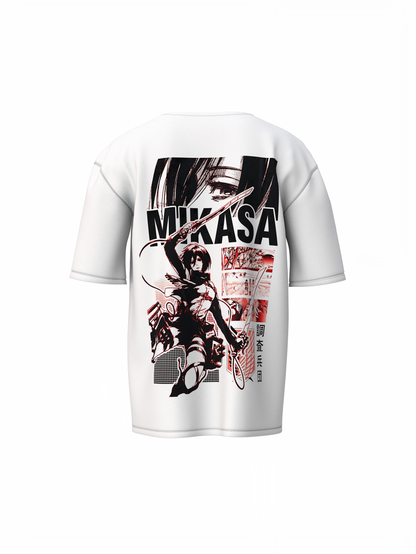 Mikasa Oversized T-Shirts Anime Streetwear Cotton Tee