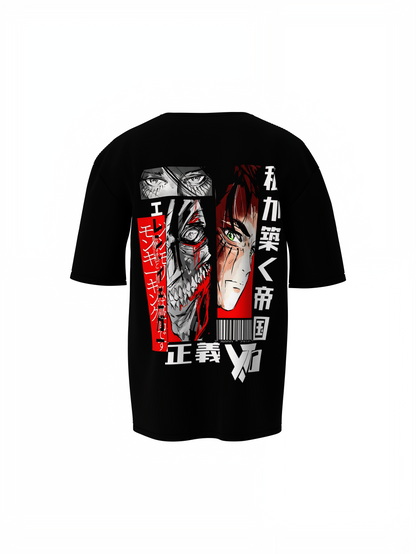 Eren Oversized T-Shirts Attack Titan Anime Streetwear Tee