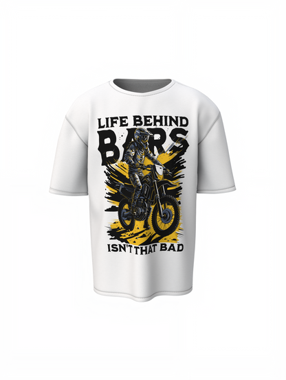 Behind Bars Oversized T-Shirt Stylish Casual Graphic Tee