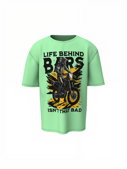 Behind Bars Oversized T-Shirt Stylish Casual Graphic Tee