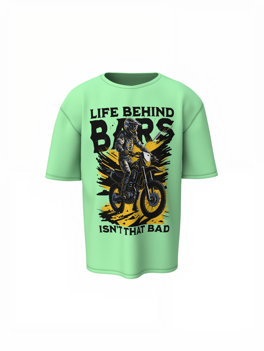 Behind Bars Oversized T-Shirt Stylish Casual Graphic Tee