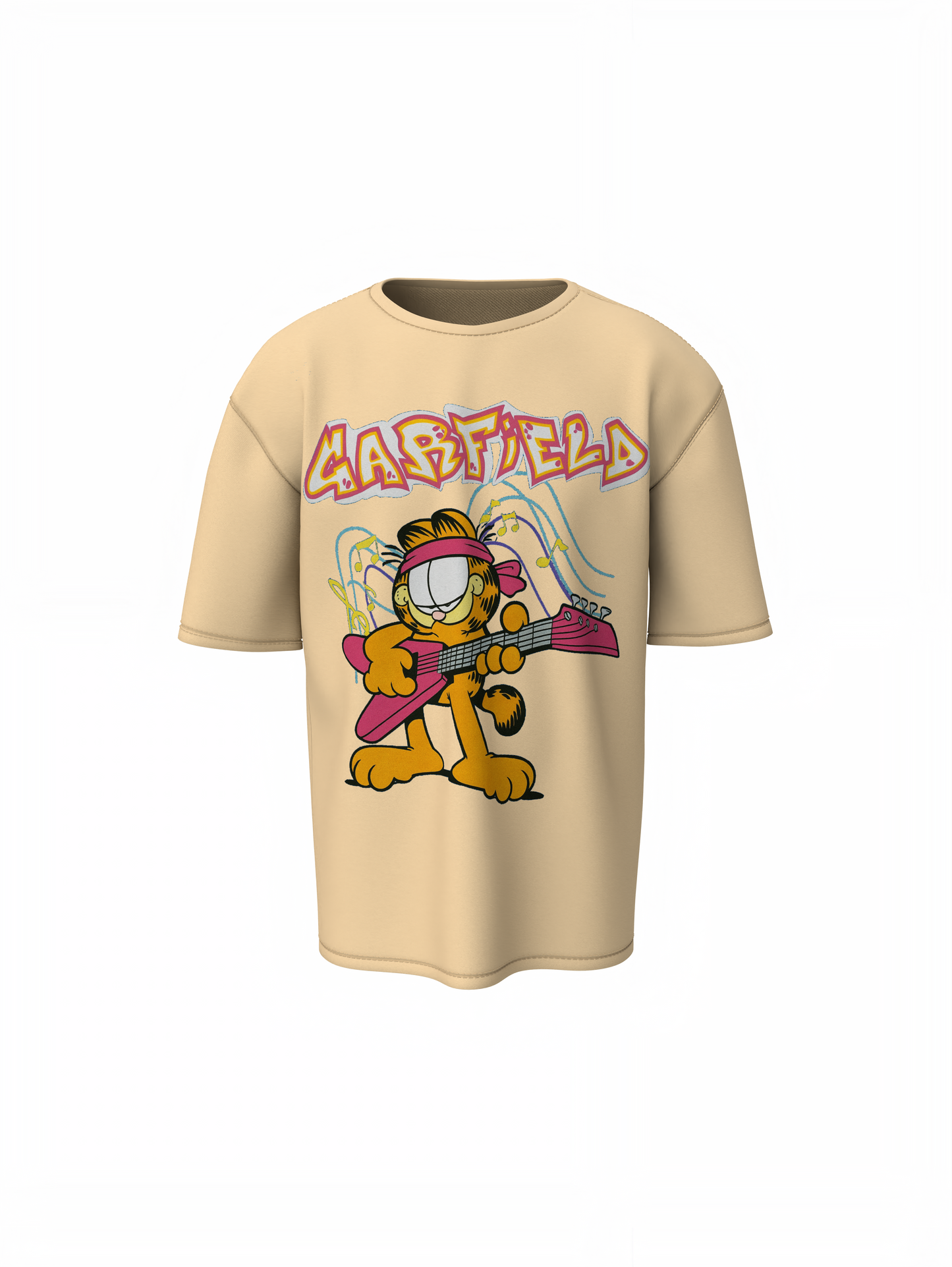 Glitter Garfield Oversized T-Shirts Fun Retro Streetwear