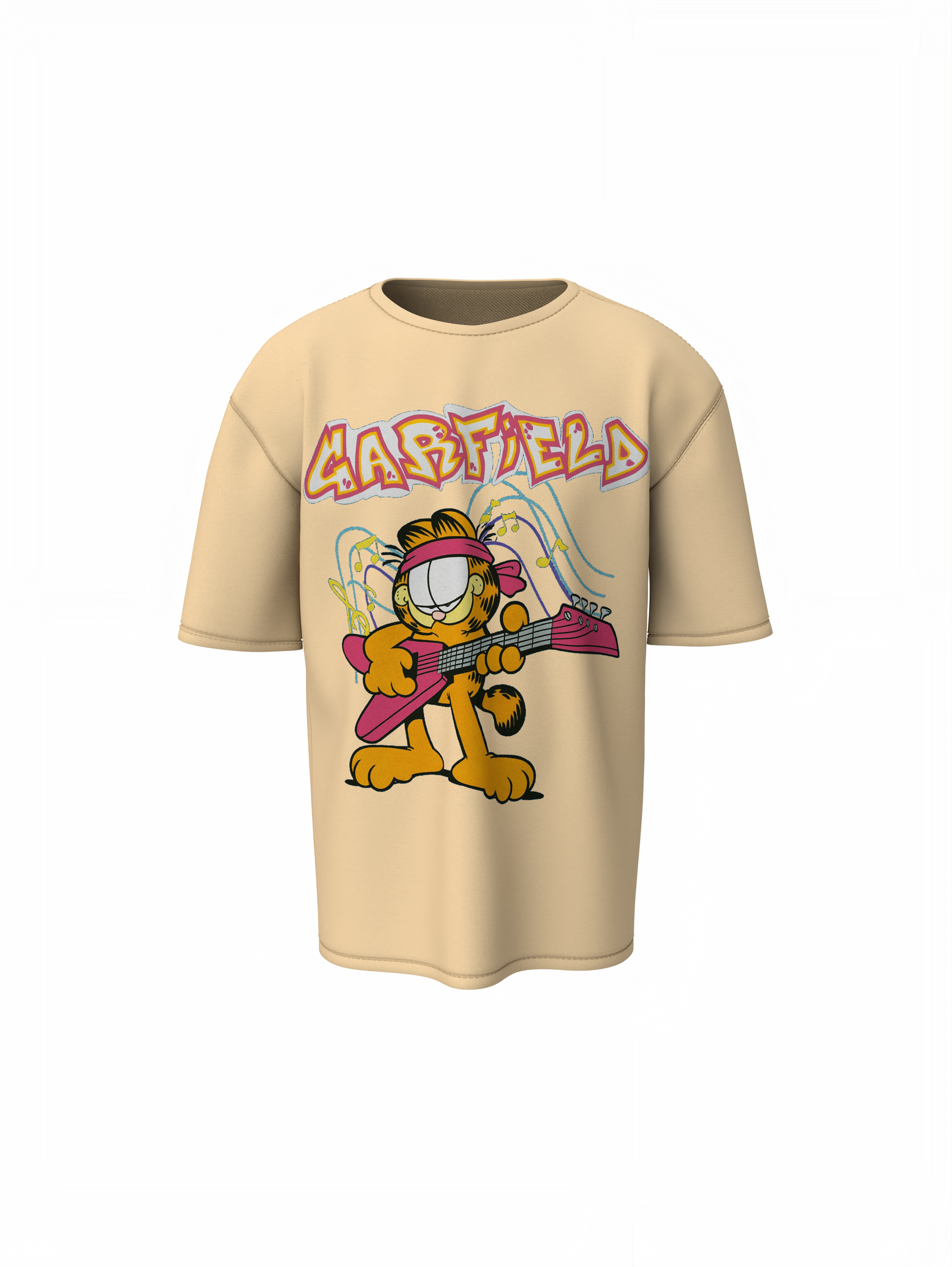 Glitter Garfield Oversized T-Shirts Fun Retro Streetwear