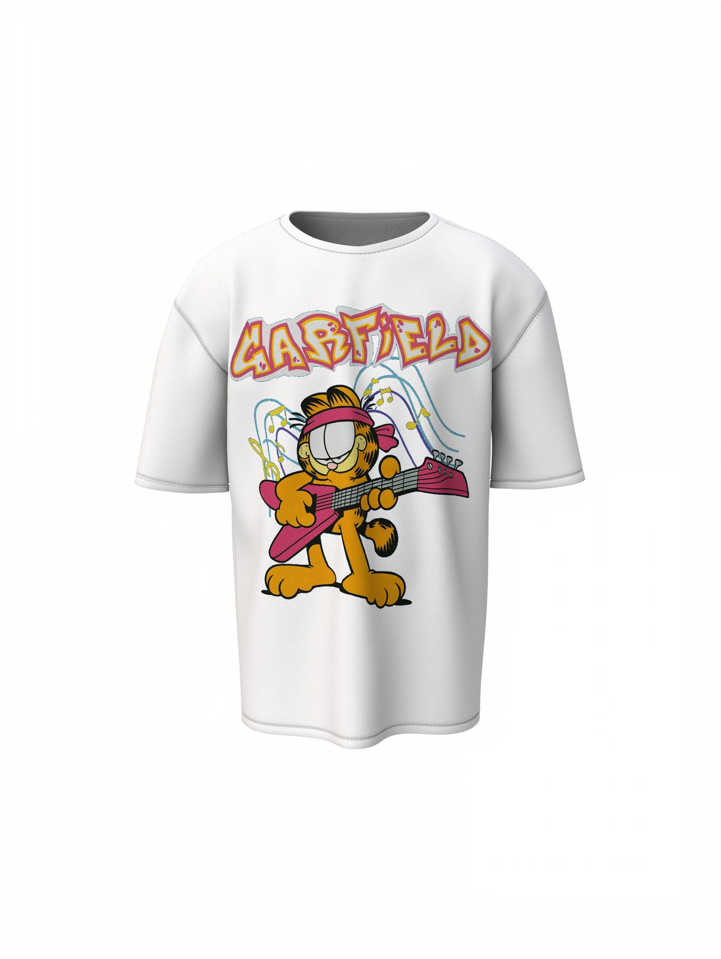 Glitter Garfield Oversized T-Shirts Fun Retro Streetwear